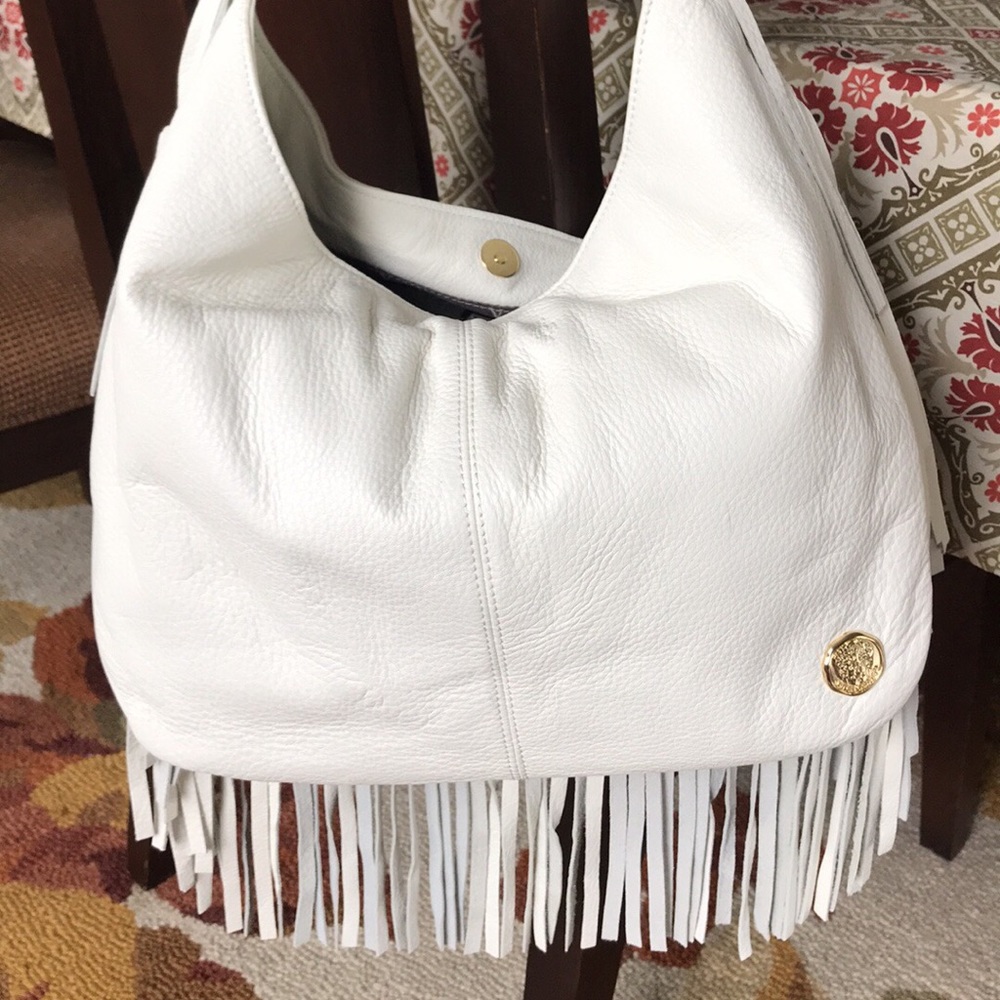 Vince Camuto white fringe hobo pocketbook NWT